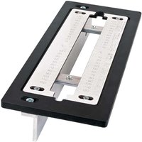 Black and silver Trend Adjustable Lock Jig with measurement markings and screw holes.