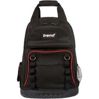 Black Trend Back Pack Tool Bag with red accents, multiple pockets, and padded shoulder straps.