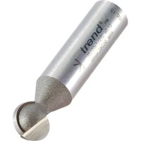 Trend Ball Groover 1/2" Shank Router Cutter, silver with cylindrical body and rounded cutting edge.