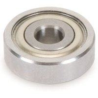 Silver Trend bearing with 1/2in diameter, 3/16in bore, featuring a smooth, circular metal design.