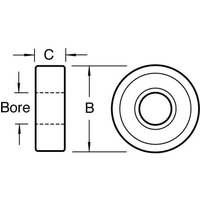 Trend Bearing 35mm diameter, 12mm bore, circular metal design with labeled dimensions, black and white diagram.