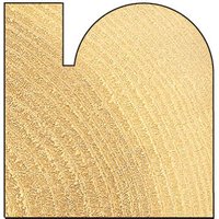 Bearing guided corner bead with 9.5mm radius, featuring a smooth, curved edge and a flat side, in a wood finish.