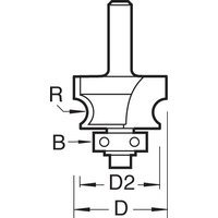 Black and silver Trend corner bead cutter with bearing guide, cylindrical shank, and labeled dimensions.