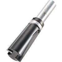 Trend Bearing Guided Door Leading Edge Undercut Router Cutter, silver shaft, black cutting edge, cylindrical design.