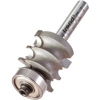 Trend Bearing Guided Dual Bead Router Cutter with silver cylindrical shank and dual cutting blades.