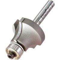 Trend Bearing Guided Glazing Bar Ovolo Joint Router Cutter, silver with cylindrical shank and ball bearing guide.