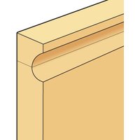 Beige wood panel with a rounded groove created by a Trend Bearing Guided Sunk Bead Cutter, highlighting smooth finish.