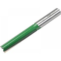 Two-flute cutter with silver shank and green cutting edges, 12.0 x 63.0mm, by Trend.
