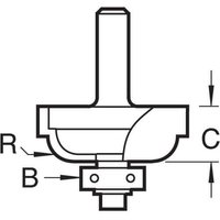 Trend Cavetto router bit, 4.8mm radius, with a 1/4-inch shank, silver finish, and curved cutting edge.