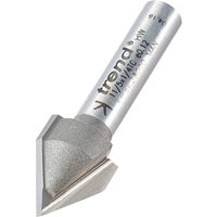 Silver Trend chamfer V groove router cutter with engraved text and sharp angled cutting edge.