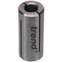 Steel Trend collet sleeve, cylindrical with a slit, engraved "trend," fits 10mm to 12mm, used for tool adjustments.
