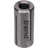 Metallic Trend collet sleeve with slotted design, cylindrical shape, and engraved logo, size 6.35mm to 12mm.