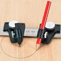Black Trend Complete Flat Lying Trammel Set with red pencil holder and metal ruler for precise circular measurements.
