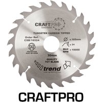 Circular saw blade with 30 teeth, 184mm diameter, 16mm bore, silver with black text and Trend logo.