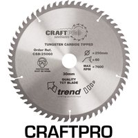 Circular saw blade, 350mm diameter, 64 teeth, silver with black text, Trend Craftpro branding, 30mm bore.