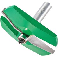 Green Trend CRAFTPRO bevel panel raiser router cutter with silver bearing guide and cylindrical shank.