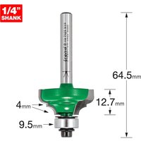 Trend CRAFTPRO green and silver router cutter with 1/4" shank, broken ogee quirk profile, and bearing guide.