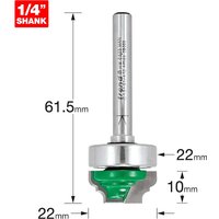Trend CRAFTPRO router cutter with silver shank, green ogee blade, and bearing guide, 1/4" shank size.