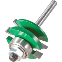 Trend CRAFTPRO green and silver raised bevel router cutter with bearing guide and metal shank.