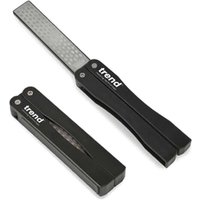 Black Trend CRAFTPRO double-sided folding sharpening stone with textured surface and compact design.
