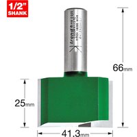 Green Trend CRAFTPRO router cutter with two straight flutes, silver shank, and measurement markings.