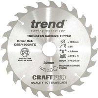 Silver Trend CRAFTPRO saw blade with tungsten carbide tips, 24 teeth, and 30mm bore for DeWalt DCS575.