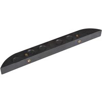 Black Trend router base side fence with multiple circular cutouts and brass inserts.