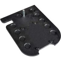 Black Trend CRB/TB router trimming base with multiple circular cutouts and a central metal pin.