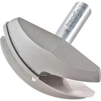 Trend Dished Radius Panel Router Cutter, silver with curved blade and cylindrical shank, engraved branding.
