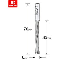 Silver Trend dowel drill bit, 6mm diameter, 35mm cutting length, with 8mm shank and spiral flutes.