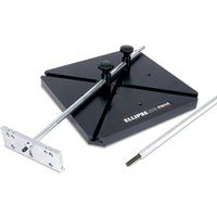 Black Trend ellipse and circle cutting jig with adjustable metal rod and two knobs on a triangular base.