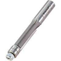 Trend silver three flute trimmer router cutter with bearing guide and fine finish.