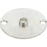 Round silver Trend guide bush, 11.1mm diameter, with central hole and two side holes for mounting.