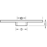 Trend Guide Bush 22.2mm diameter, flat circular metal with central cylindrical extension, labeled dimensions ID, D, C.