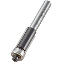 Trend guided trimmer with 12.7mm diameter, 25.4mm length, silver shaft, black cutting edge, and bearing guide.