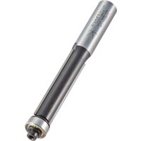Trend guided trimmer, silver and black, 12.7mm diameter, 50mm length, with carbide tip and bearing guide.