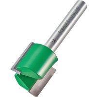 Silver Trend hinge recess cutter with green coating and sharp metal blade edge.