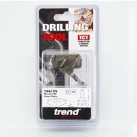 Trend Hinge Sinking 35mm drill bit, silver with sharp cutting edges, in clear plastic packaging.