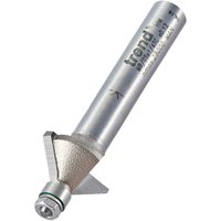 Silver Trend Mini Bearing Guided Chamfer Router Cutter with cylindrical shank and angled cutting edge.