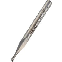 Trend Mini Spiral Down-Cut Cutter, 1.5mm diameter, silver with engraved text, pointed tip, cylindrical body.