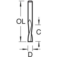 Black and white diagram of Trend Mini Spiral Up-Cut Cutter, 1.5mm diameter with labeled dimensions.