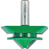 Green and silver Trend mitre lock cutter with sharp angled blades and cylindrical shank.