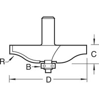 Ogee panel mould cutter with 22mm radius, 86mm diameter, silver metal finish, single piece by Trend.