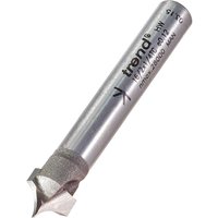 Trend Ovolo Panel and Veining Router Cutter, silver cylindrical body with engraved text and sharp veining tip.