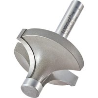 Trend round over cutter with silver finish, pin guide, and 1/4 inch shank, engraved with product details.