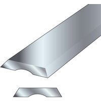 Trend planer blade set, silver, 82mm x 5mm x 1.2mm, with sharp beveled edges and curved groove design.