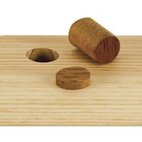 Trend Plug Maker, 16mm diameter, wooden plug and hole on light wood surface, cylindrical shape.
