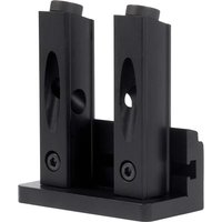 Black Trend Pocket Hole Jig Mini with dual vertical guides and screw holes on a rectangular base.