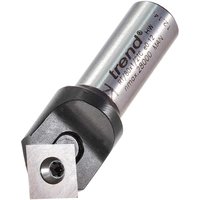 Trend Rotatip V Groove Engraver Router Cutter, silver cylindrical body with black angled tip and square blade.