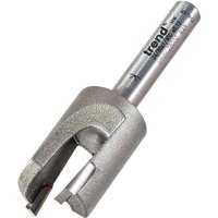 Silver Trend Router Plug Maker with cylindrical shank and cutting blade, designed for precision woodworking tasks.